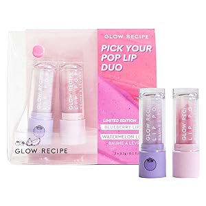 Glow Recipe Lip Duo Set - Limited Edition Value Gift Set - Exclusive Blueberry Bounce Lip Pop + Watermelon - Hydrating, Moisturizing Balms for Plump Looking Lips - Vegan Lip Care (2-Piece Value Set)