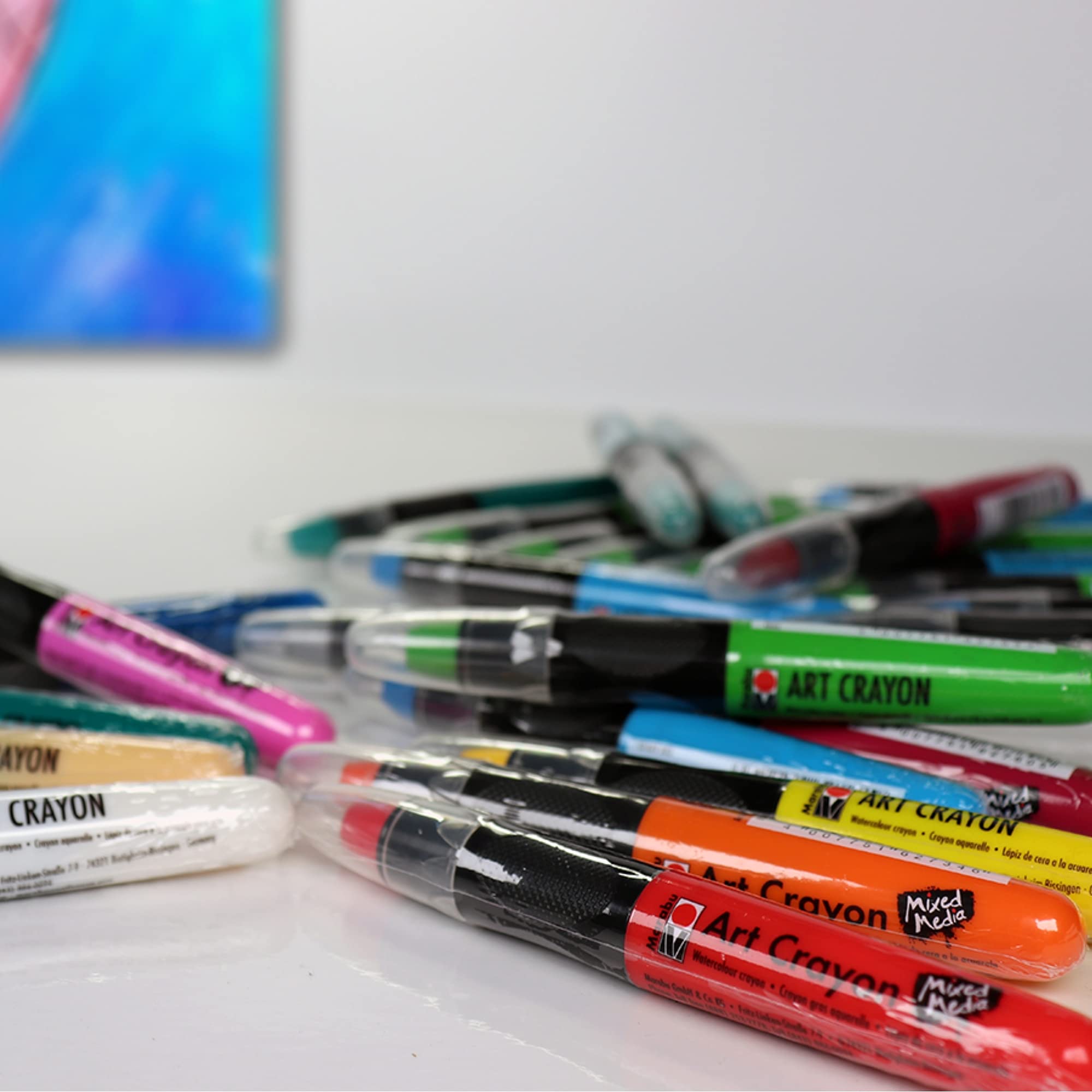 Marabu Watercolor Crayons Set - 26 Buttery Smooth Art Crayons - Ignite Your Imagination with Vivid, Water Soluble Crayons for Mixed Media Journals & Watercolor Paper
