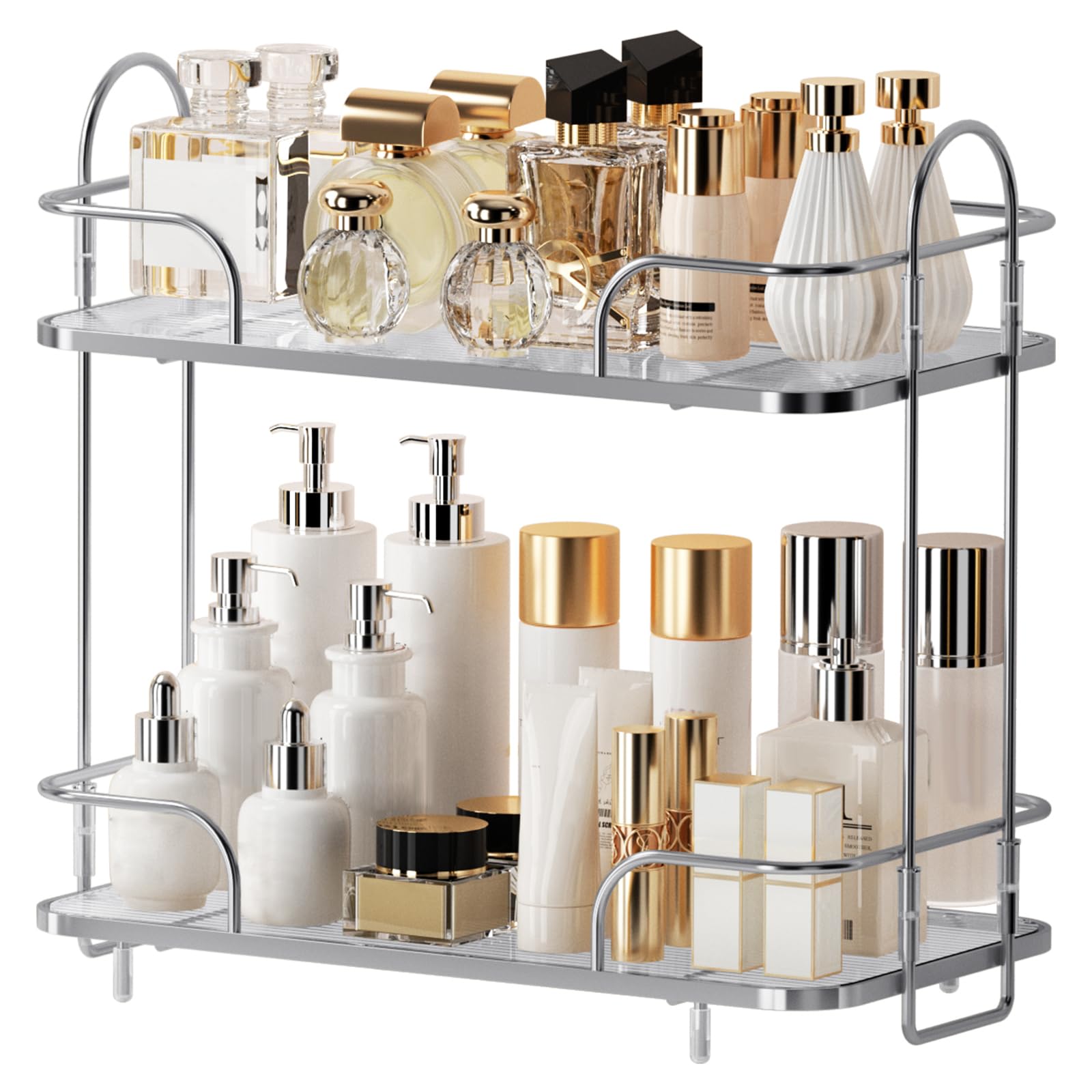 Photo 1 of 2 Tier Corner Bathroom Counter Organizer, Cosmetic Skincare ?Bathroom Countertop Perfume Tray Vanity, Kitchen Spice Corner Storage Shelf