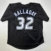 Facsimile Autographed Roy Halladay Toronto Black Reprint Laser Auto Baseball Jersey Size Men's XL