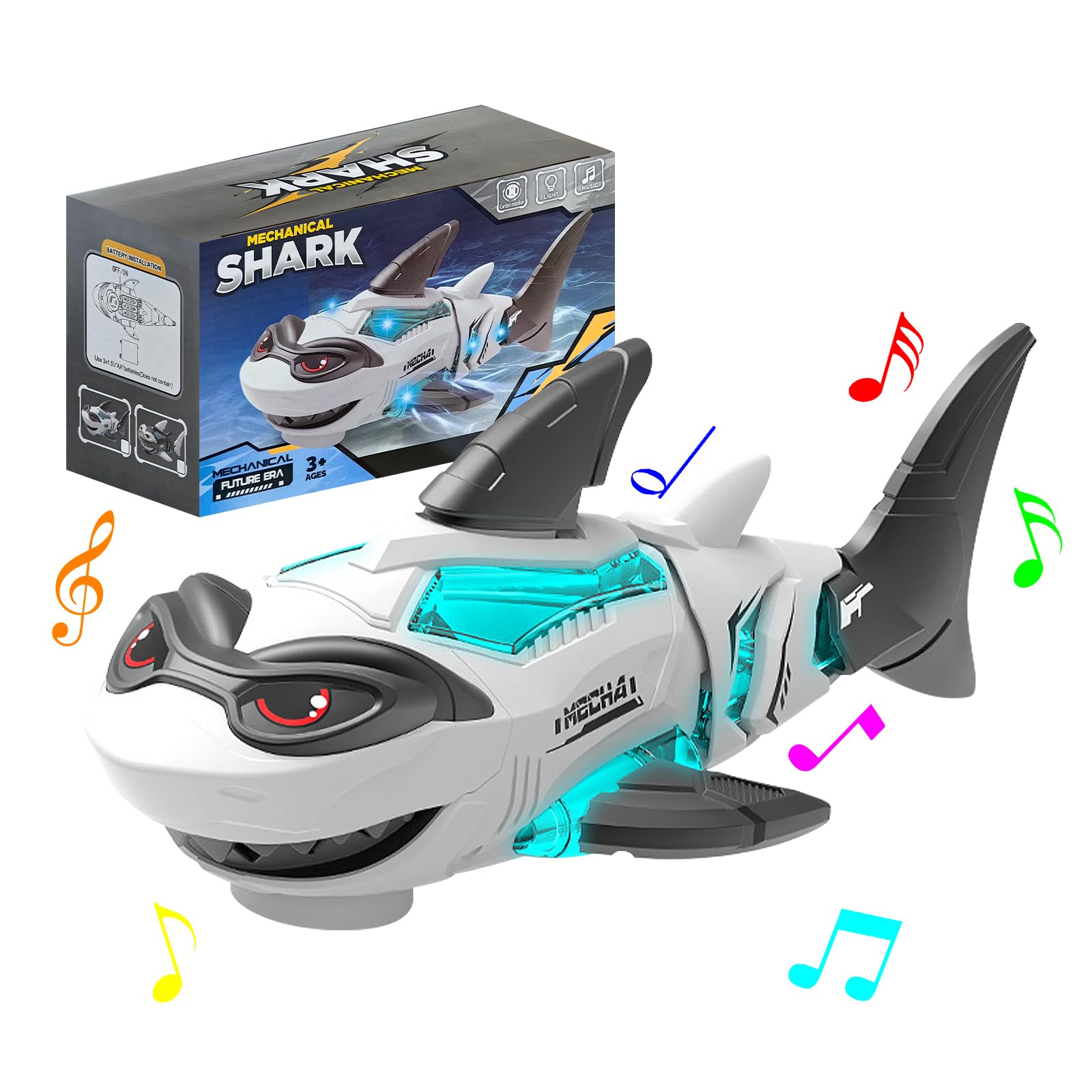 YATOSEEN Kid's Shark Toy with Lights and Music, Electric Mechanical Gear Toy, Suitable as a Gift for Boys and Girls