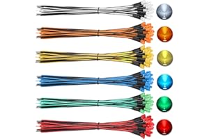 EMGTMS Y&Z 120Pcs (6 Colors × 20Pcs) 5MM Pre Wired 12V LED Diodes, LED Indicators with 7.87 Inch/20CM Color-Matched Wires, Plastic Case for DIY Lighting, Circuit Experiments, Hobby Projects