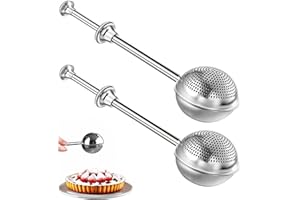 Flour Sifter for Baking - Dusting Wand (Set of 2) Ideal for Sugar, Flour, Cocoa, and Spices - Stainless Steel, One-Hand Opera