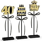 3 Pcs 40th Birthday Table Decorations Wooden Signs,Happy 40th Birthday Tiered Tray Decorations for men women Birthday Party Decor (40)