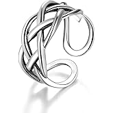 CANDYFANCY Celtic Knot Ring 925 Sterling Silver Open Middle Finger Knuckle Thumb Rings for Women Adjustable Size 4-7