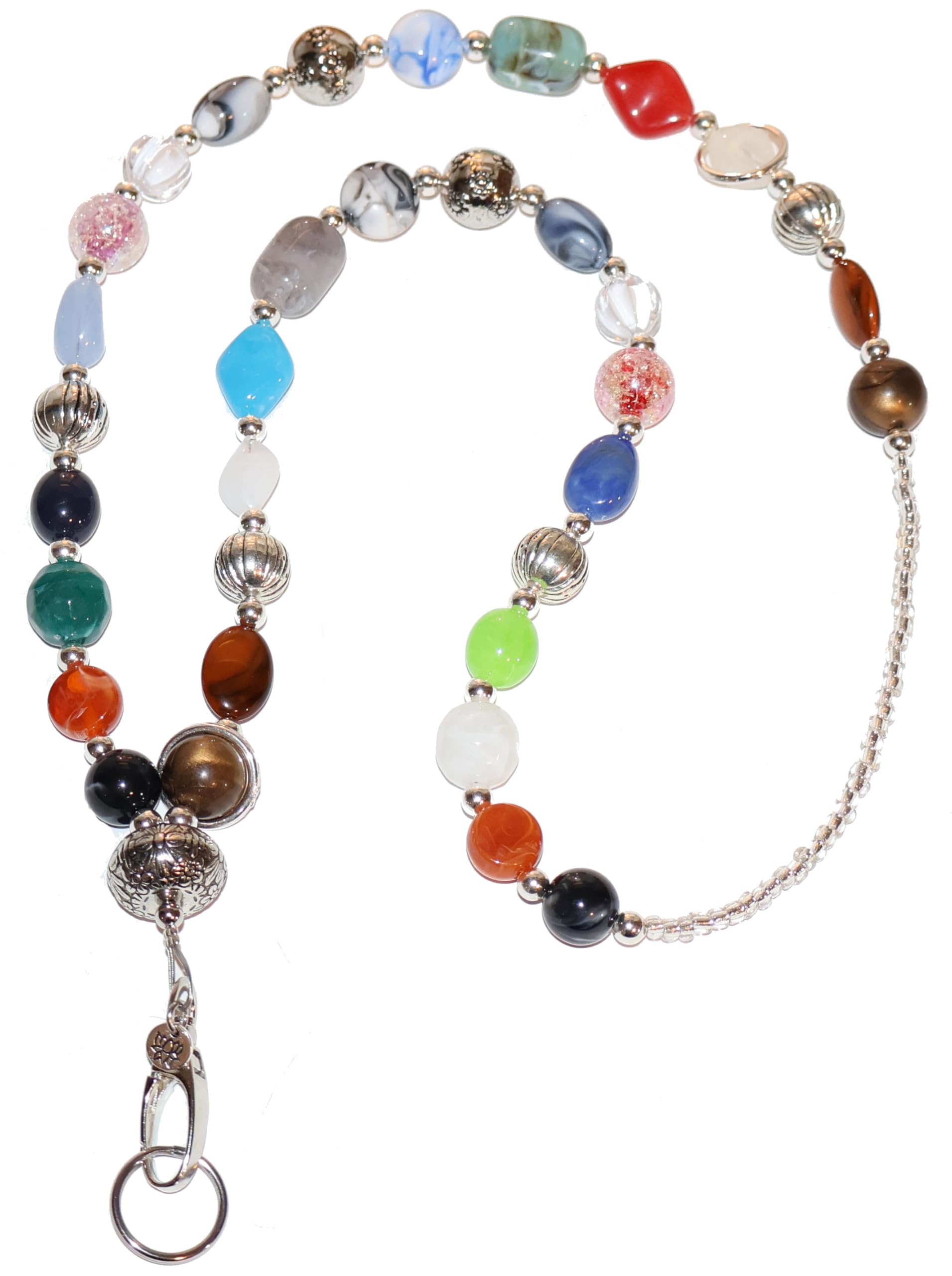 Hidden Hollow Beads Chunky Style Fashion Women's Beaded Lanyard 34, Breakaway and Non breakaway available, For Keys, Badge Holder (Chunky Multi - NON Breakaway (Stronger)) by