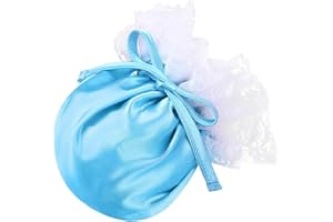 Agoky Men's Sissy Pee Wee Chastity Cover Silky Satin Lace Trim Drawstring C-String Underwear Mini Briefs Lingerie