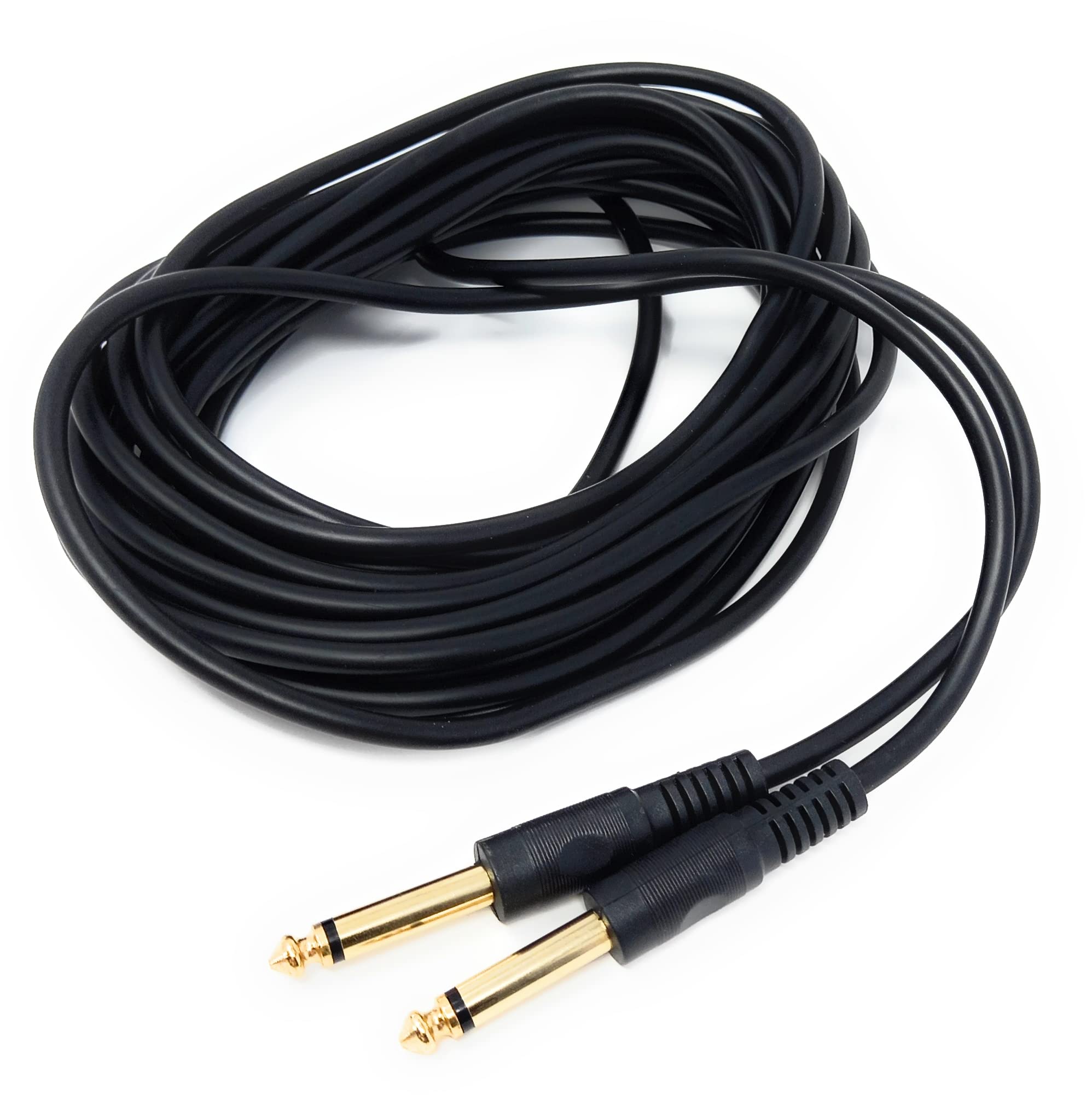 DRUT 6m 6.35mm to 6.35mm Mono 1/4'' Jack Plug Speaker, Guitar, Instrument, Patch Cable Gold Connectors 20ft