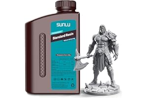 SUNLU Standard 3D Printer Resin Plus, Fast-Curing Photopolymer Resin for LCD/DLP/SLA Printers, 395-405nm UV, Low Shrinkage and High Precision, Grey 1KG