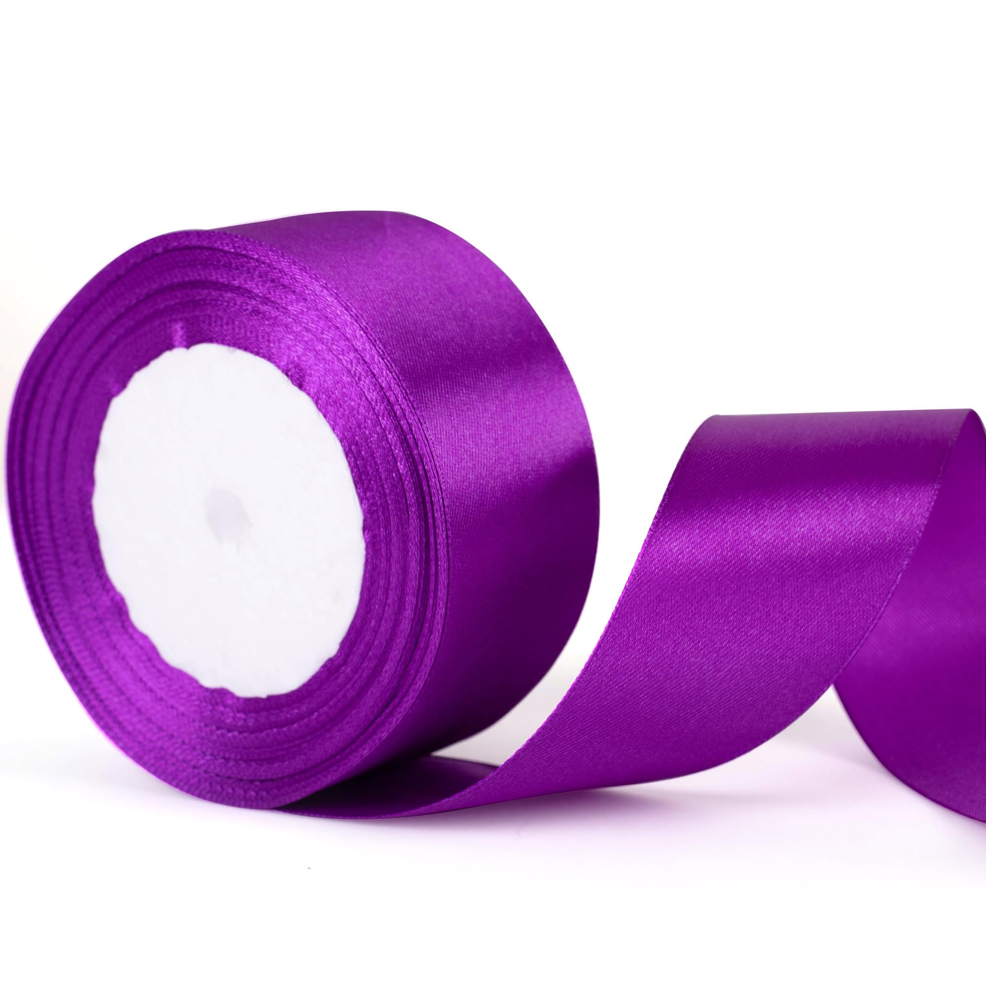 40mm Wide Dark Purple Thick Ribbon for Gift Wrapping 22m, Thick Purple Ribbons Fabric Satin Ribbon for Present Wrapping Christmas Florist Bouquet Cake Hair Bow Crafting Wedding Car Decoration