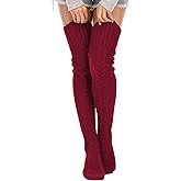 Leoparts Women's Cable Knitted Thigh High Boot Socks Extra Long Winter Stockings Over Knee Leg Warmers