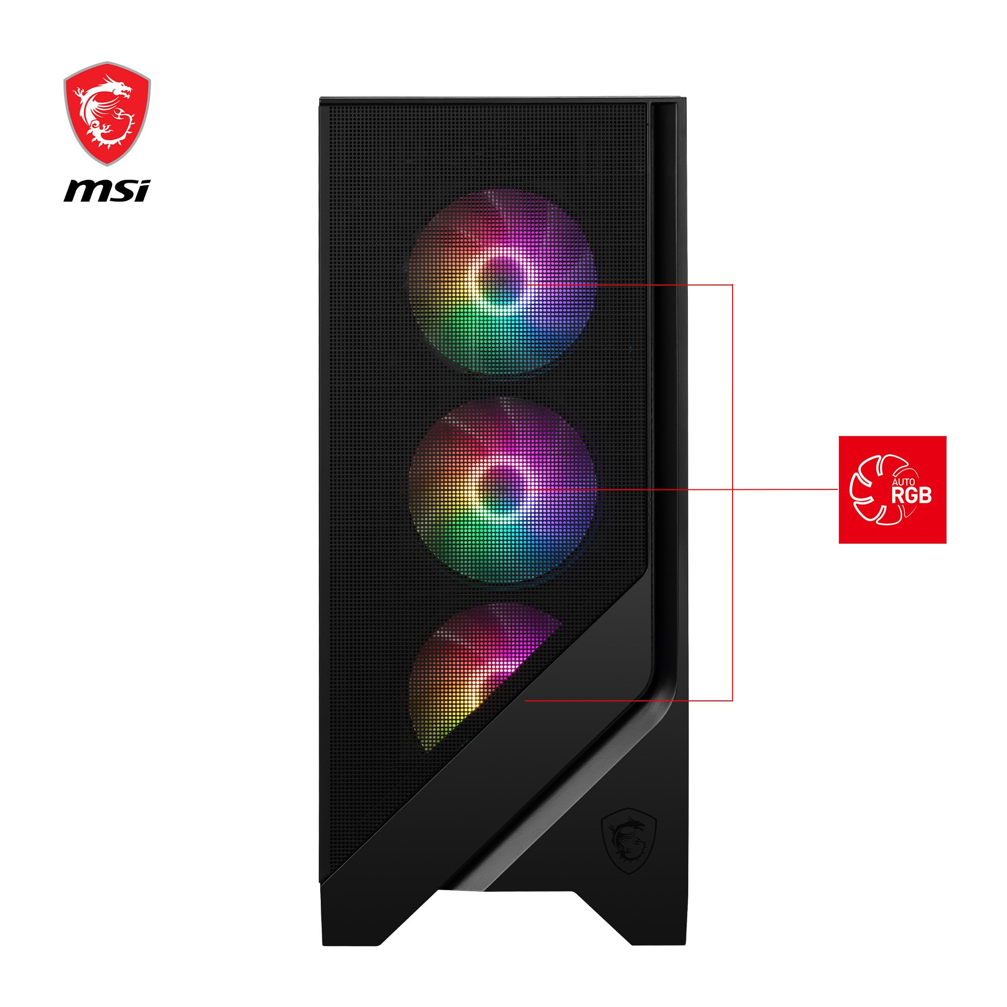 Msi Mag Forge 120A Airflow Mid-Tower Pc Case - Atx Capacity, Up To 330Mm Rtx 40 Gpu Support, 6 X 120Mm Argb Fans, Magnetic Dust Filters, Tempered Glass, 1-6 Argb Control Board, Usb 3.2 Gen 1 Type-A - View 2