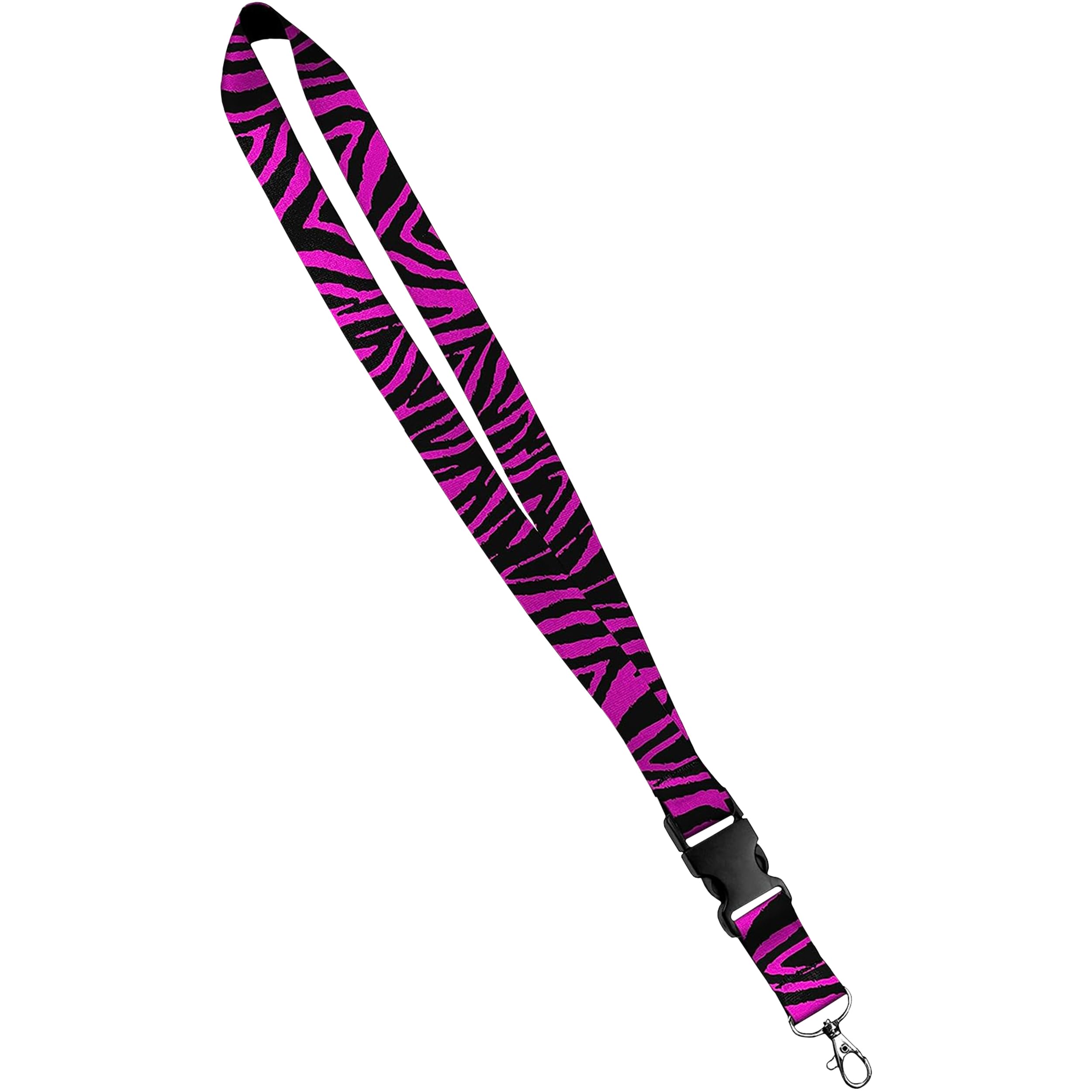 Moose Pet Wear Fashionable Lanyard - Satin Keychain Necklace, ID Badge Holder – 1 Inch, Zebra Pink Print — image 1