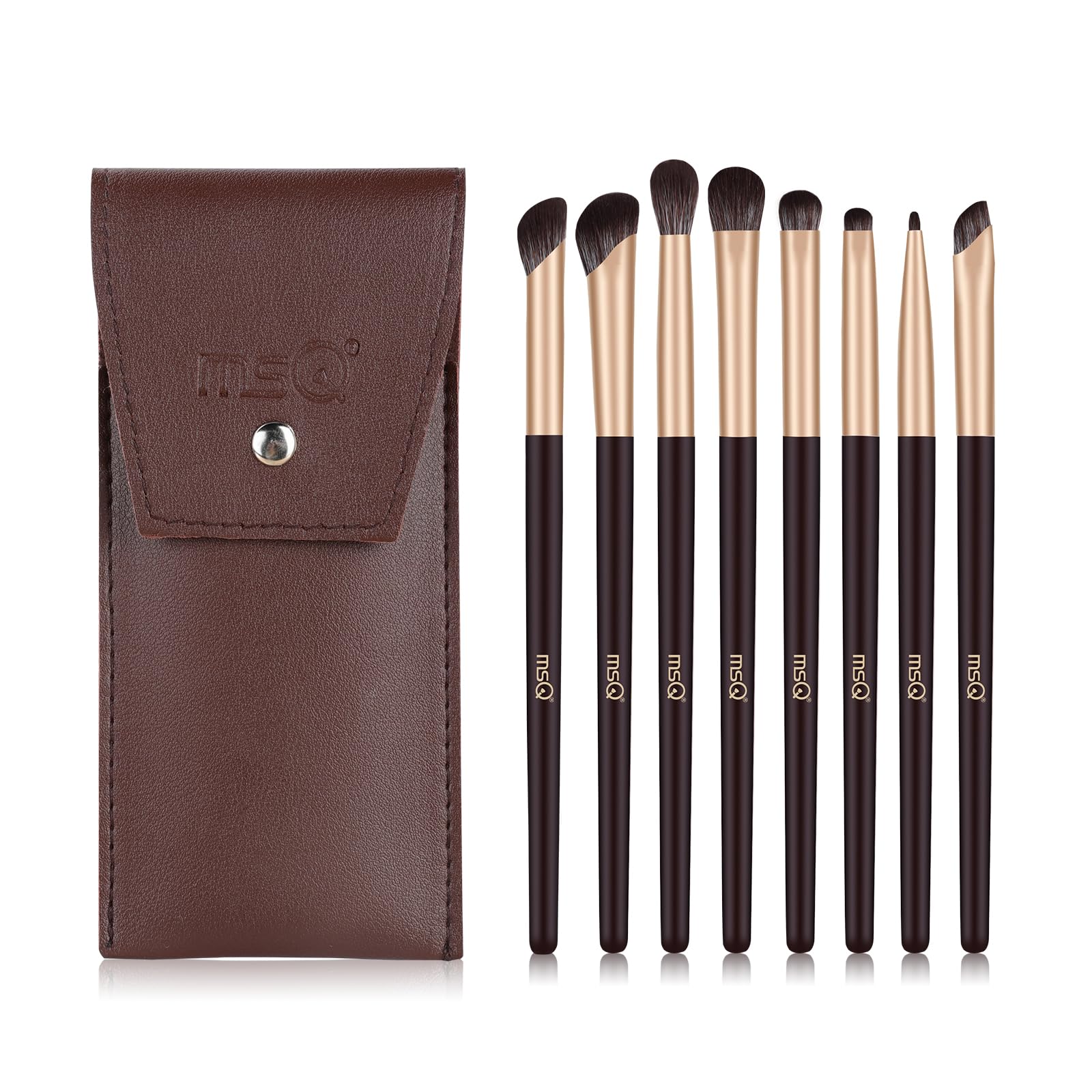 MSQ 8 pcs Eye Makeup Brush Set with Bag Everyday Eye Essentials Makeup Brush Set Eyeshadow Brush,Eyeliner Brush Smudging Shading Travel Eco-Friendly Synthetic Bristles