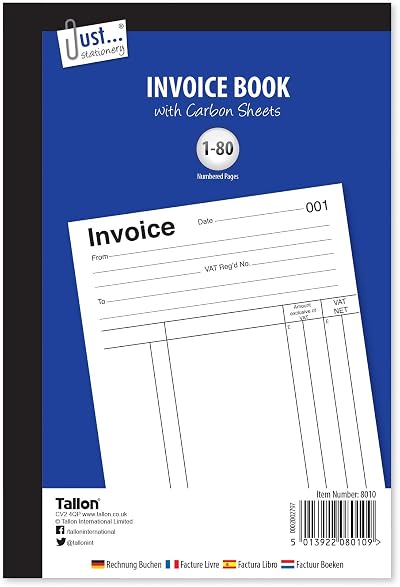 Just stationery Full Size Invoice Book 80 Pages Brand Just Stationery