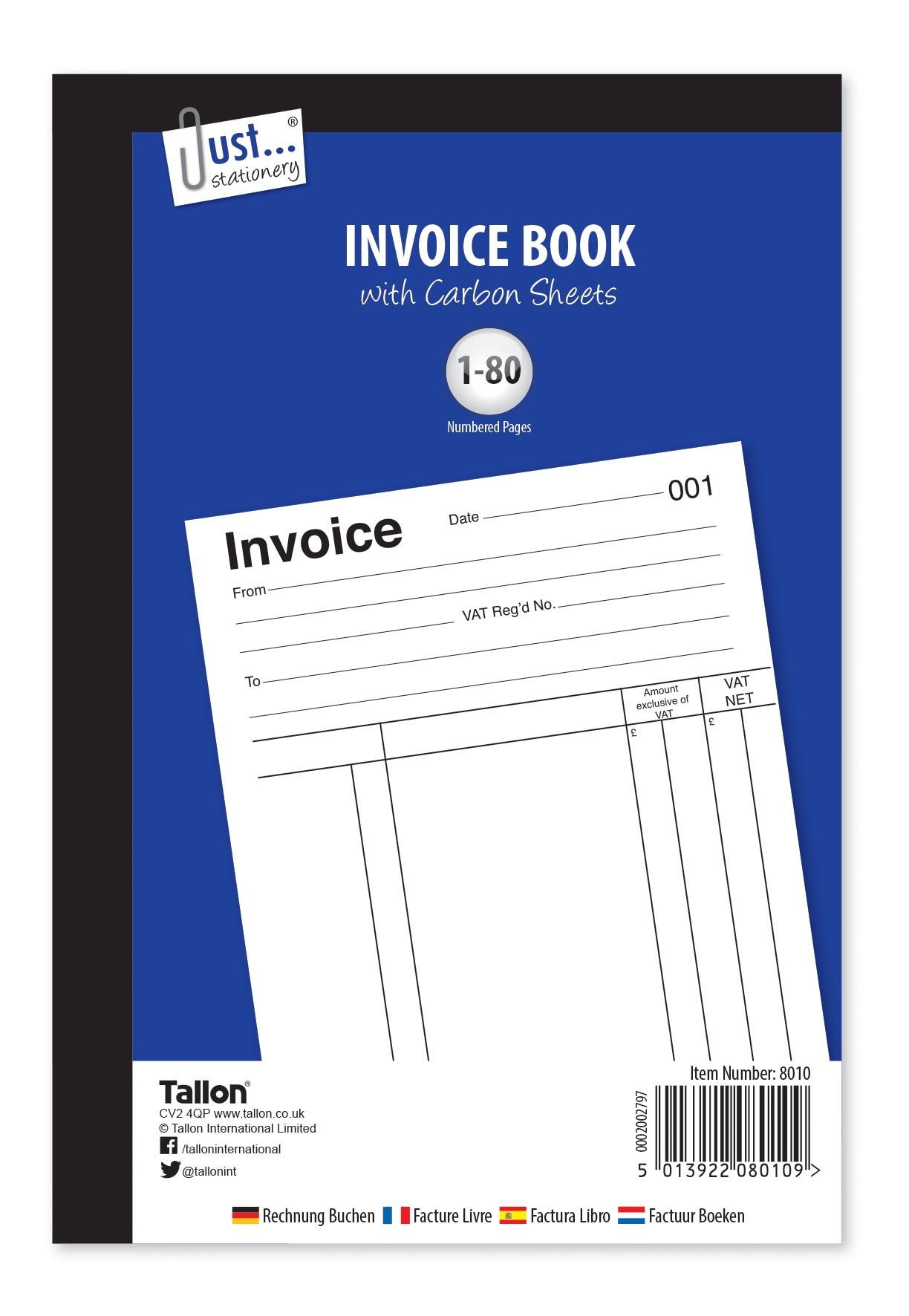 Just-Stationery Full Size Invoice Book 80 Pages