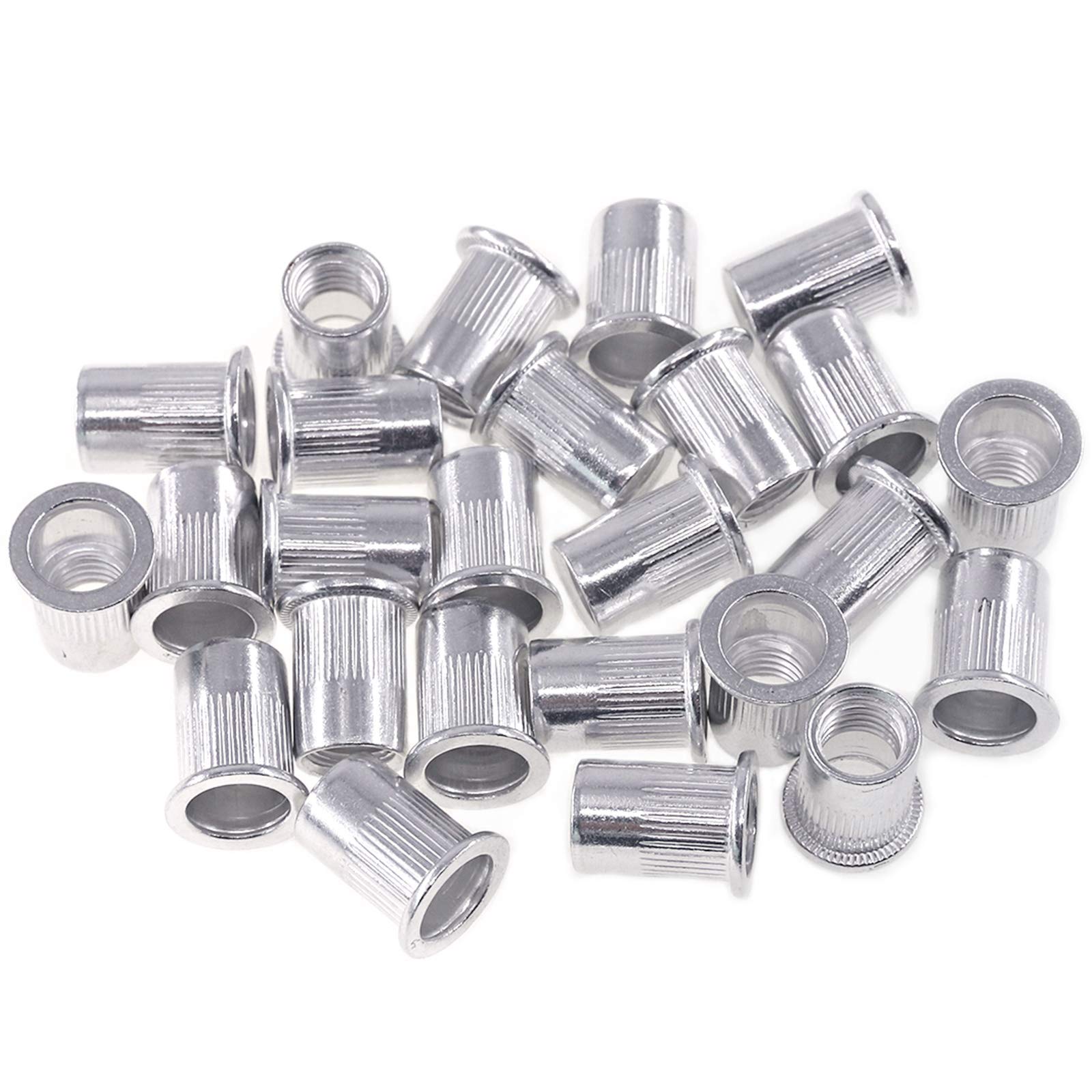 Keadic 100Pcs M10 Metric Rivet Nuts, Aluminum Flat Head Threaded Insert Nutserts for Automotive, Furniture, Decoration