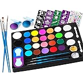 COVACURE Halloween Face Paint Kit - 22 Vibrant colors and 160-piece Kit for Face Painting, Non-Toxic & Hypoallergenic Face Painting Kit for Halloween Makeup, Cosplay, Carnivals and Stage Performance