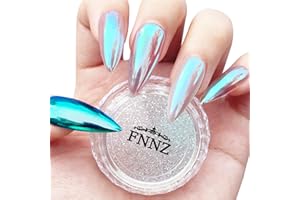 FNNZ Unicorn Chrome Nail Powder, Aurora Unichrome Mermaid Aurora Nail Powder Pigment Pearlescent Nail Art Glitter Decoration for Home DIY Nail Salon Manicure - Winter Snow