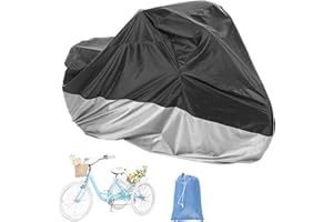 AkiiGer Adult Tricycle Cover Waterproof Outdoor, Bike Covers for 2 Bicycles, Sun Dust Wind Proof Bicycle Cover with Lock Hole, 90.6"L, Ripstop Material, Easy to Carry-Silver