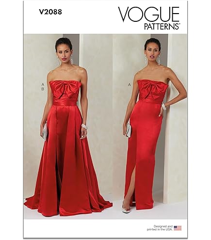 Amazon.com: Vogue V2088Y5 Misses' Overskirt and Lined Strapless Dress  Sewing Pattern Packet, Design Code V2088, Sizes 18-20-22-24-26 : Arts,  Crafts & Sewing