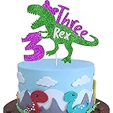 Three Rex Cake Topper Dinosaur Theme Decor T-Rex 3rd Years Old Birthday Kids Party Decorations Supplies-dinosaur birthday party supplies 3 year old girls