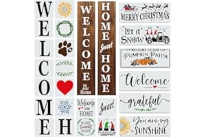 26PCS Welcome Stencils and Templates for Painting - Canadian Owned Business -Reusable Vertical Welcome and Home Sweet Home St