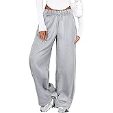IWD Wide Leg Sweatpants for Women High Waisted Baggy Lounge Pants Interior Drawstring Sweat Pants with Pockets