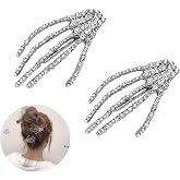 Halloween Costumes Hair Clips Accessories - Rhinestone Skeleton Hand Hair Clip Bone Hair Claws Barettes Pins Birthday Christmas Party CosplayGifts for Women Girls
