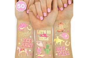 xo, Fetti Cowgirl Temporary Tattoos - 50 Gold Foil Styles | Birthday Party Decorations, Giddy Up Cowgirl Accessory, Rodeo Western Theme Favor, Nashville Gift + Cow Print Supplies, Baby Shower