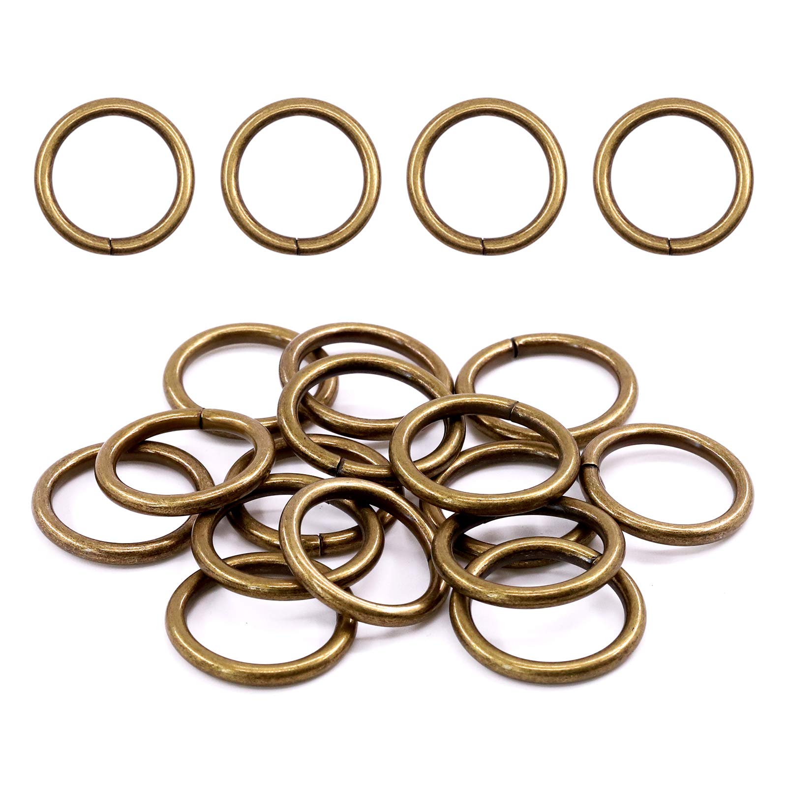 Swpeet 60Pcs Heavy Duty 3/4 Inch - 20mm Bronze Multi-Purpose Metal O Ring for Hardware Bags, Belts, Dog Leashes & DIY Accessories