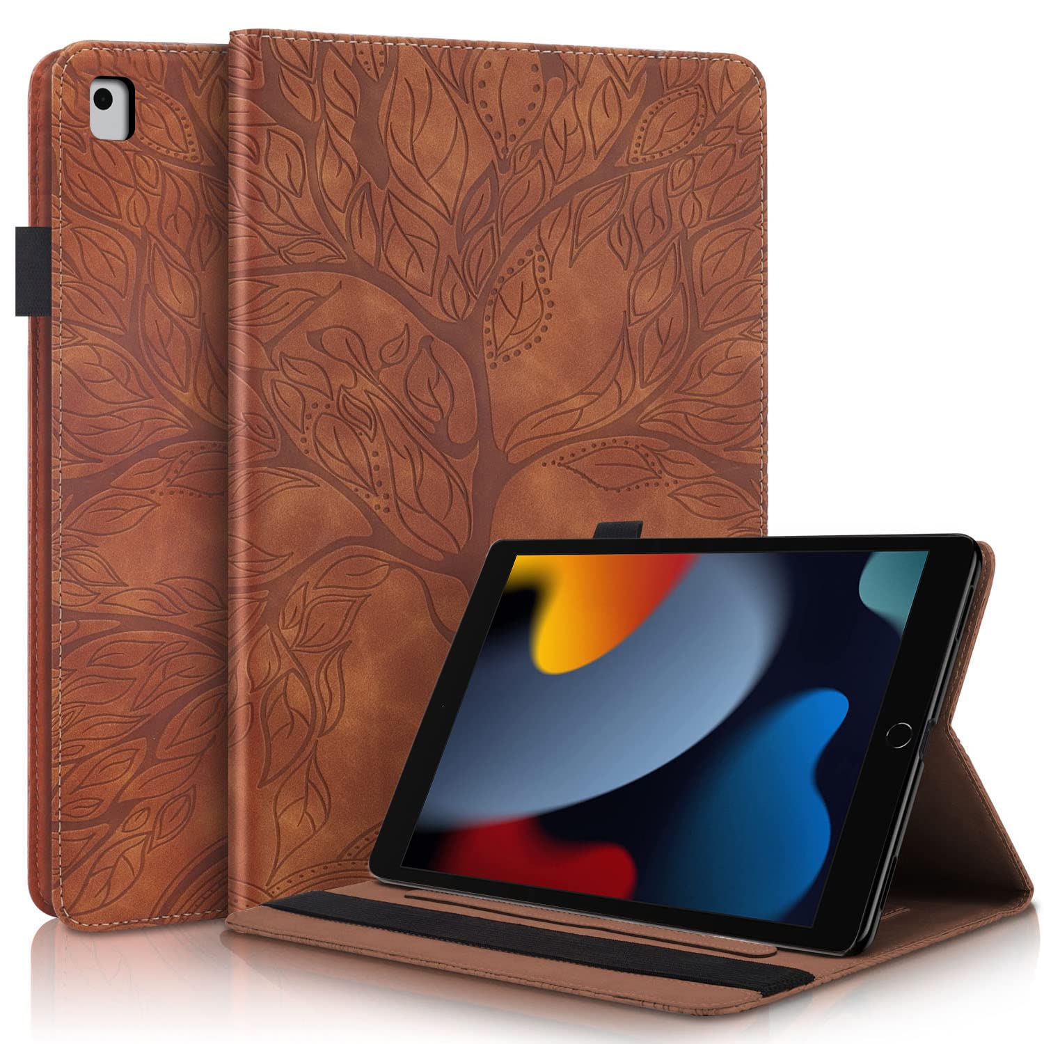 Succtopy Case for iPad 9th/8th/7th Generation (2021/2020/2019) 10.2 Inch Folio Flip PU Leather Cover with Pen Holder Protective Tablet Case with Stand Function iPad 10.2 2021/2020/2019 Brown — image 1