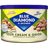 Blue Diamond Almonds | 6oz | Sour Cream and Onion Flavored Snack Nuts | Pack of 1