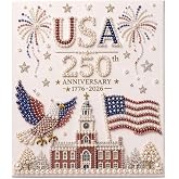 OMULIKJ Halloween USA 250th Anniversary DIY Pearl Painting Kit | Diamond Painting Kit With Frame, DIY Home Decor Wall Art, Beginner DIY Seasonal Party Gift 3D Pearl Sparkle