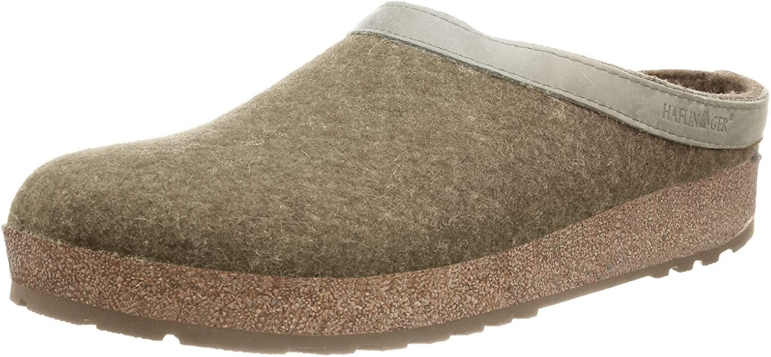 haflinger unisex gzl leather trim grizzly clog