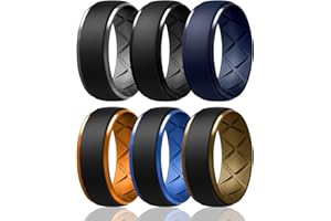 Egnaro Silicone Ring Men, Inner Arc Ergonomic Breathable Design, Mens Silicone Wedding Band 4 Rings / 1 Ring Rubber Wedding Bands, 9mm Wide-2.5mm Thick