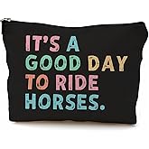 BILLAION Retro Boho Horse Makeup Bag, Horse Lover Gifts for Women Cosmetic Bags, It's a Good Day to Ride Horses Makeup Zipper Pouch