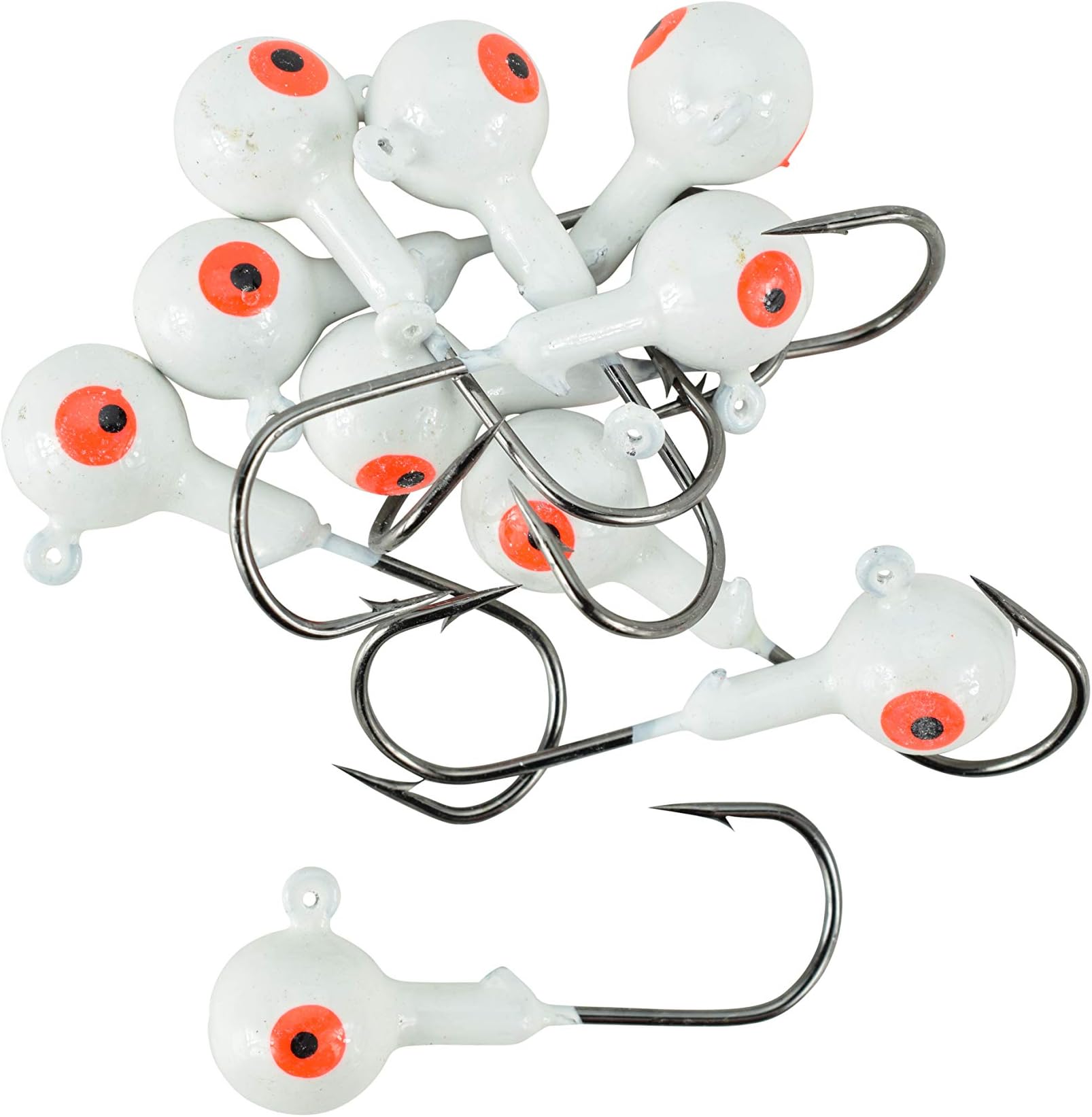 1/4-1oz White Ball Jig Heads - 10 Pack - 5 Sizes to Choose from