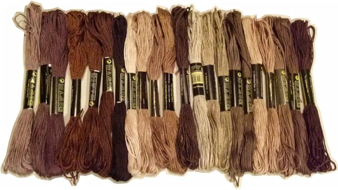 Amazon にゃんころ堂 綿 25番刺繍糸 Dmcと同じ色番号 茶19色25本eセット クロスステッチ ミサンガ等に最適 茶ｅ 並行輸入品 刺しゅう糸 通販