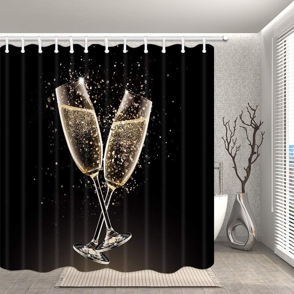 JAWO Golden Champagne Shower Curtain for Bathroom, Creative