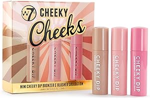 W7 Cheeky Cheeks Gift Set - Liquid Blusher & Bronzer Trio - Radiant Glow Makeup Gift