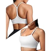 Sports Bras for Women, Workout Yoga Racerback Low Back Low Impact Gym Halter Tops, White Strappy Padded Spaghetti Strap Running Athletic Outdoor Supportive Backless Bralette Multipack Bras Black XL