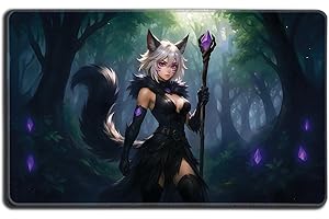 Digital Sorcery Studio Anime Cat Warlock Playmat – 24x14 Premium TCG Mat for Magic: The Gathering, Final Fantasy & Commander 