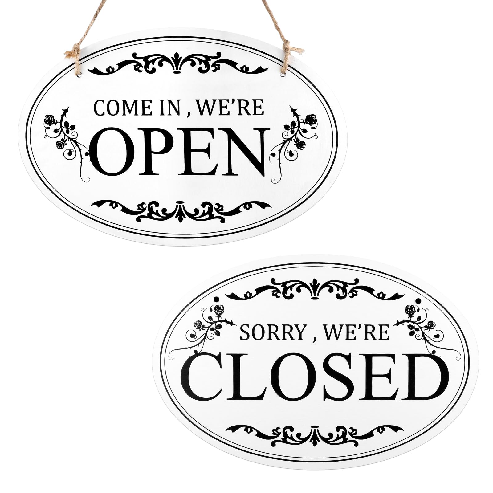 SAVITA Open and Closed Business Sign, 11.8x7.9inch Double Sided Reversible Come in We're Open and Sorry We're Closed for Shop Cafe Hotel Restaurant