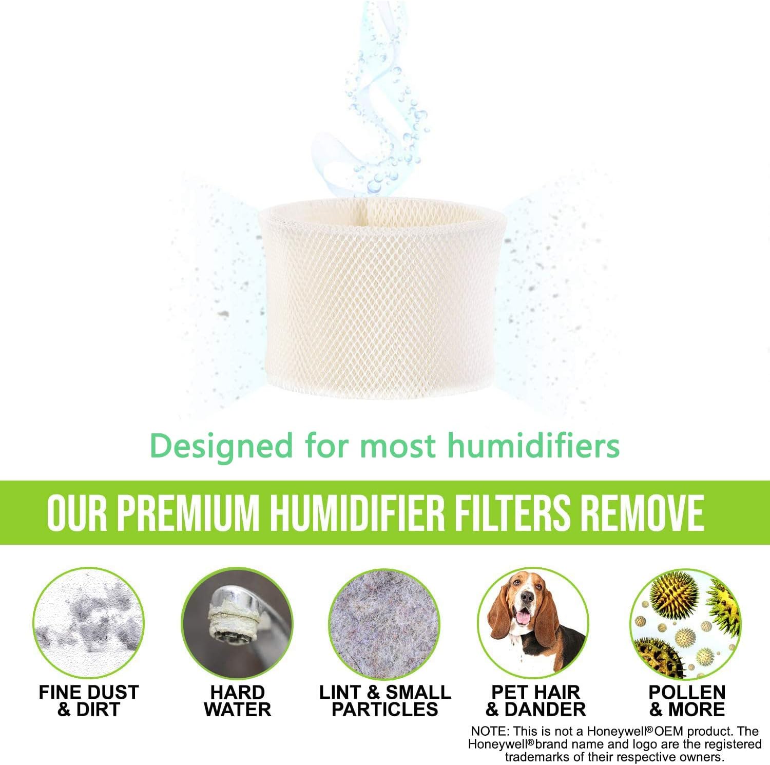 Lxiyu 4-Pack Replacement Humidifier Wick Filter Compatible with MAF-1 Emerson, Fits MA0950, MA1200, MA1201, MA09500, MA12000, MA12001, MA12010 -
