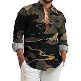 Mens Shirts Vintage Lightweight Button Up Blouses Loose Trendy Casual Tops Novelty Comfy Work Business Clothes