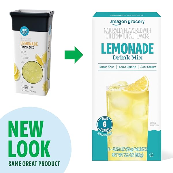 AMAZON GROCERY, LEMONADE DRINK MIX SINGLES, 0.53 OZ (PREVIOUSLY HAPPY BELLY, PACKAGING MAY VARY)