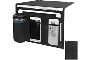 Arrozon Bedside Caddy Bedside Storage Organizer College Dorm Room Essentials Bed Organizer Hanging Pocket for Phone Remotes Magazines Glasses Water Bottle(Black)