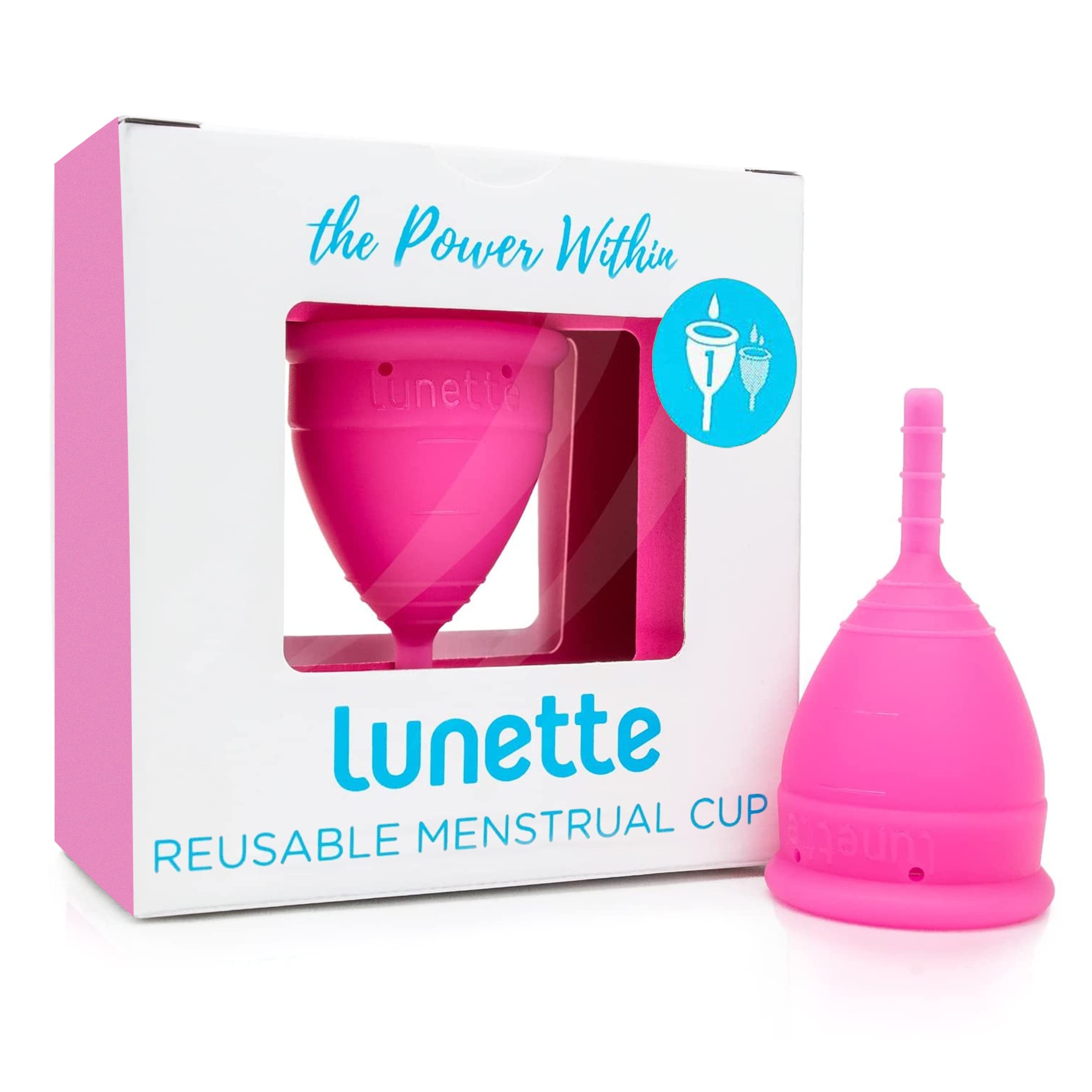 lunette Reusable Menstrual Cup, Model 1 Period Cup for Light to Moderate Flow, Pink