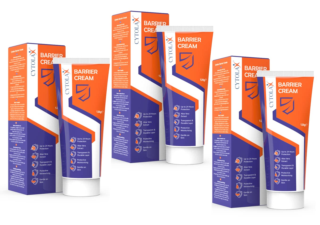 3pk Cytolax Barrier Cream 120g | Transparent & Durable 24hour protection | Prevents Skin Irritation & Sores | Improves Elasticity & Repairs Damaged Skin | with Shea Butter & Aloe Vera extracts